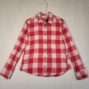 Pact Flannel Shirt In Red And White, Size M